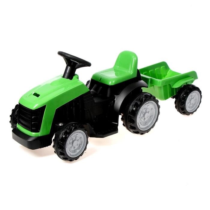 Электромобиль "Трактор", с прицепом, цвет зелёный от компании Интернет-гипермаркет «MOLL» - фото 1