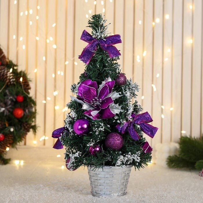 Ёлка декор "Праздничная" бантик цветок шары, 16х35 см, фиолетовый от компании Интернет-гипермаркет «MOLL» - фото 1