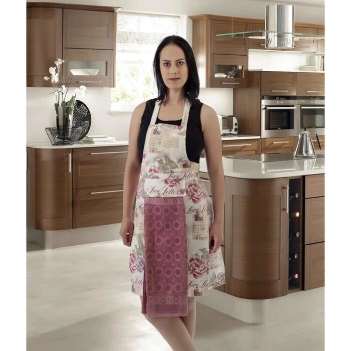 Фартук кухонный с салфеткой, размер 30x50 см, цвет грязная роза от компании Интернет-гипермаркет «MOLL» - фото 1