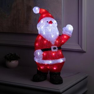 Фигура акрил. Дед Мороз в колпаке" 24x17x45 см, 60 LED, 220V, БЕЛЫЙ