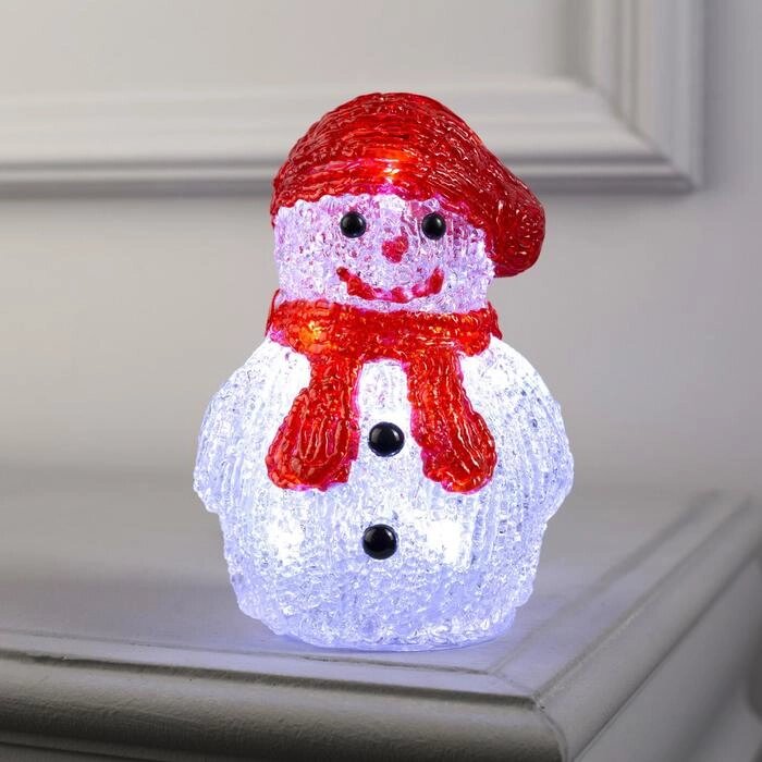 Фигура акрил."Снеговичок в шарфе " 15х7х7 см, 2хАА (не в компл), 8 LED, БЕЛЫЙ от компании Интернет-гипермаркет «MOLL» - фото 1