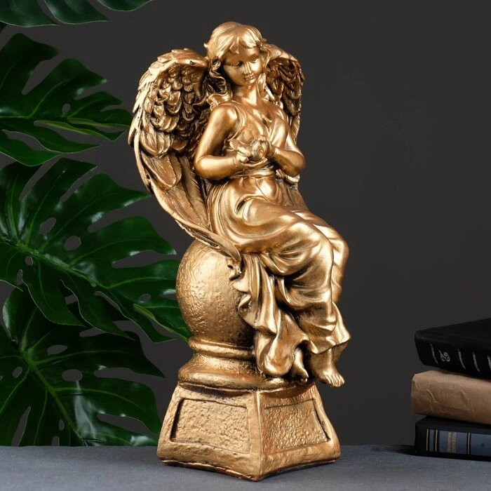 Фигура "Ангел девушка с птицей" бронза 19х19х43см от компании Интернет-гипермаркет «MOLL» - фото 1