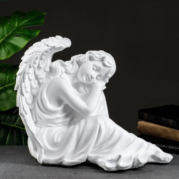 Фигура "Ангел девушка сидя" большая, белый 28х45х37см от компании Интернет-гипермаркет «MOLL» - фото 1