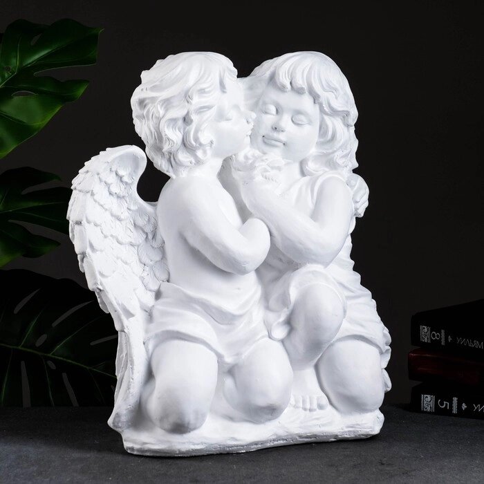 Фигура "Ангел и Фея сидя" большая, белый 19х34х44см от компании Интернет-гипермаркет «MOLL» - фото 1