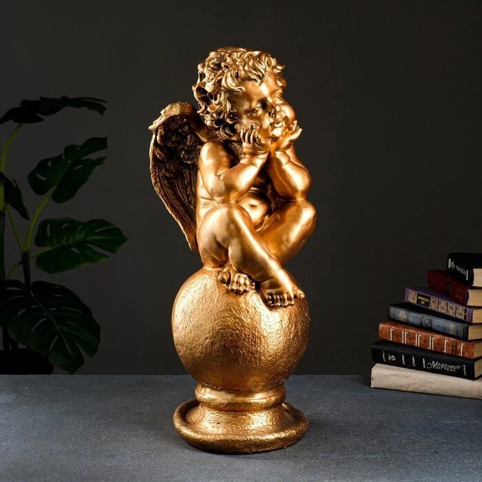 Фигура "Ангел на шаре" большой бронза 22х22х65см от компании Интернет-гипермаркет «MOLL» - фото 1
