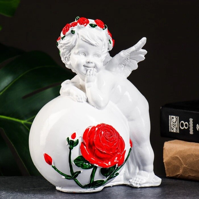 Фигура "Ангел на шаре с розой" 18х14см от компании Интернет-гипермаркет «MOLL» - фото 1
