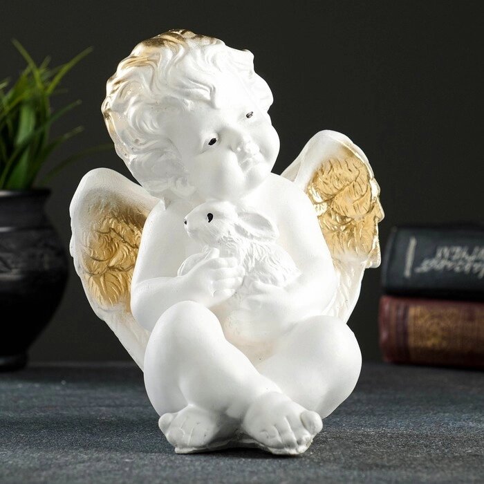 Фигура "Ангел с кроликом" белый 19х16х14см от компании Интернет-гипермаркет «MOLL» - фото 1