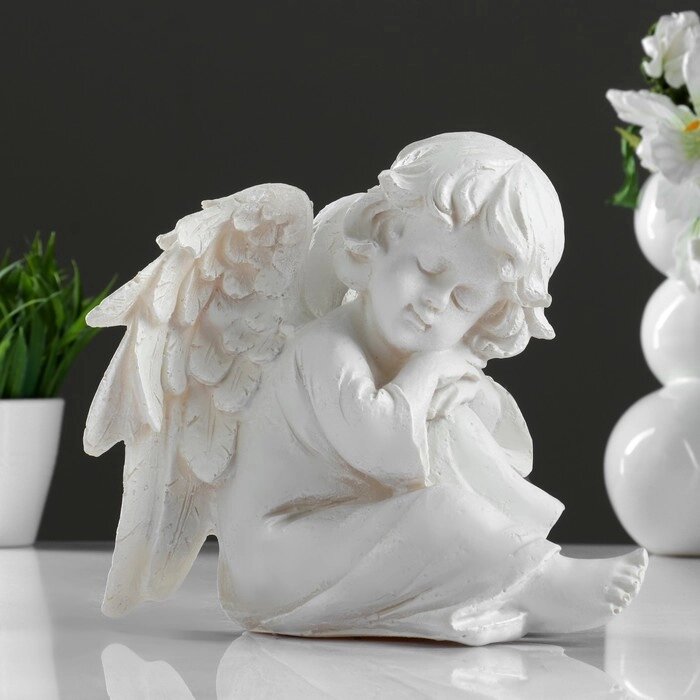 Фигура "Ангелочек с крыльями сидит" белый, 17х20х25см от компании Интернет-гипермаркет «MOLL» - фото 1