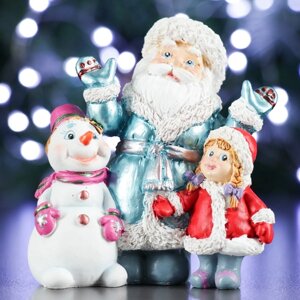 Фигура "Дед Мороз cнеговик и девочка" МИКС 9.5х6х10.5см