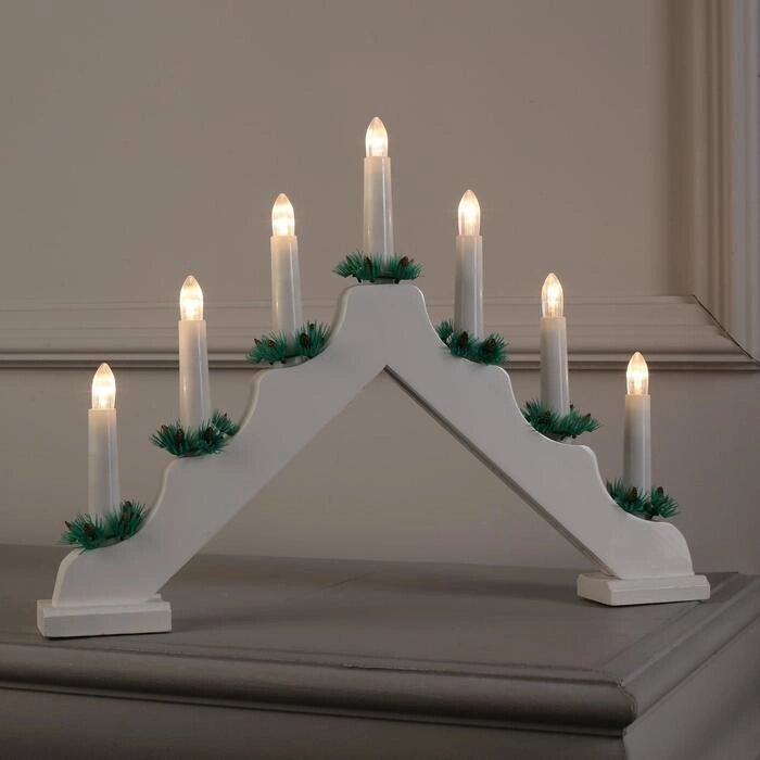Фигура дерев. "Горка рождественская белая", 7 свечей LED, 220V, Т/БЕЛЫЙ от компании Интернет-гипермаркет «MOLL» - фото 1