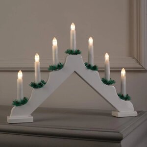 Фигура дерев. Горка рождественская белая", 7 свечей LED, 220V, Т/БЕЛЫЙ
