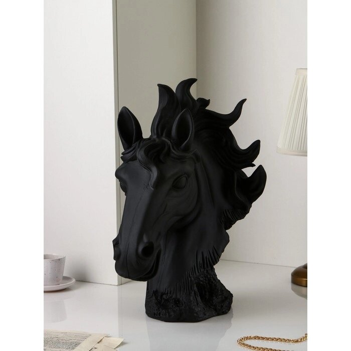 Фигура "Голова коня", полистоун, 51 см, матово-чёрный, Иран от компании Интернет-гипермаркет «MOLL» - фото 1