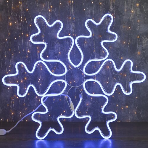 Фигура из неона "Снежинка", 67 см, 5 метра, 600 LED, 220V, СИНИЙ