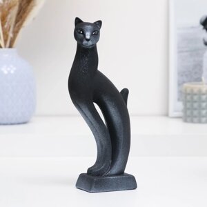 Фигура "Кошка Рысь" чёрная с серебром 7521см 082