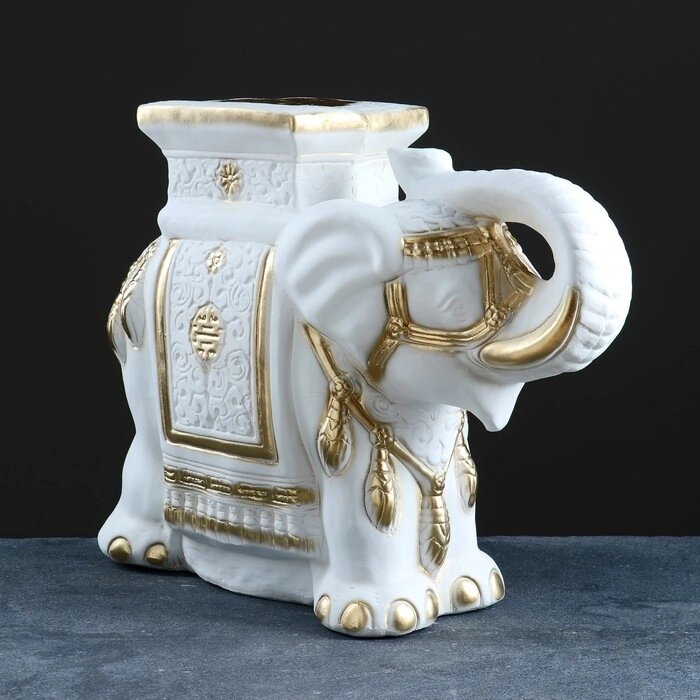 Фигура - подставка "Слон" бело-золотой 21х54х43см от компании Интернет-гипермаркет «MOLL» - фото 1