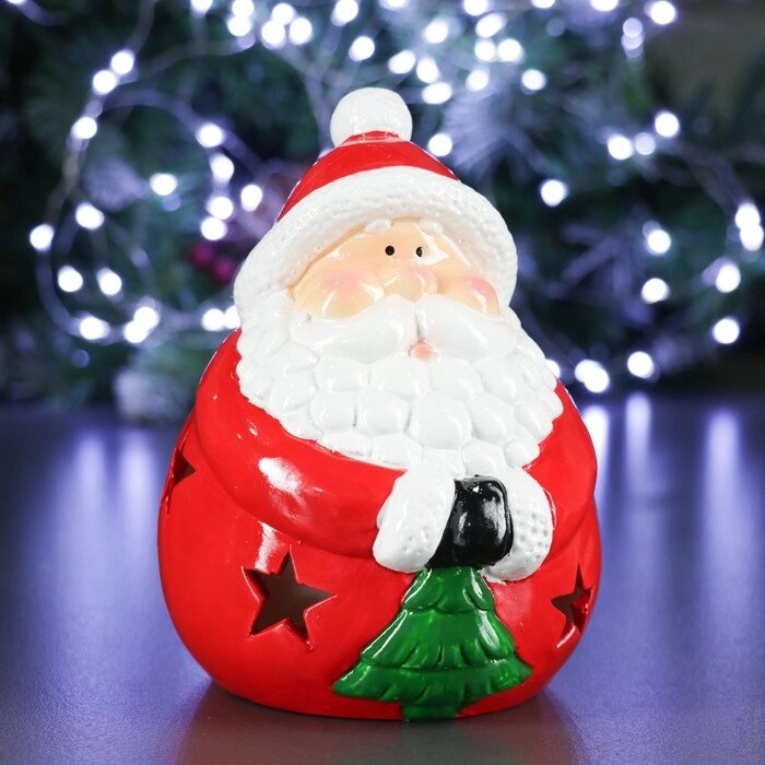 Фигура с подсветкой "Дед Мороз с елкой" 15х14х15.5см от компании Интернет-гипермаркет «MOLL» - фото 1