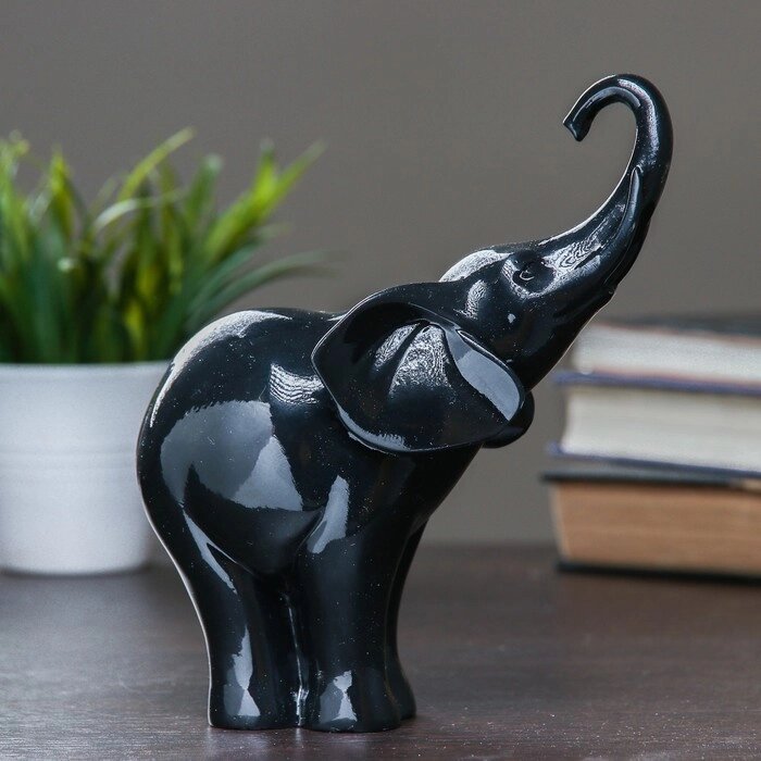 Фигура "Слон" черный глянец 16х9х18см от компании Интернет-гипермаркет «MOLL» - фото 1