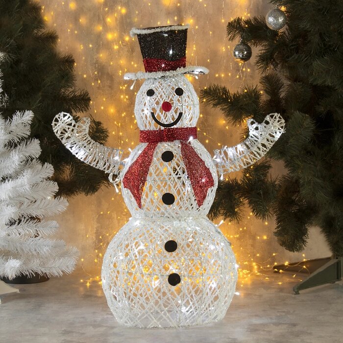 Фигура "Снеговик с красным шарфом" 80 см, 100 LED, 220V, БЕЛЫЙ от компании Интернет-гипермаркет «MOLL» - фото 1