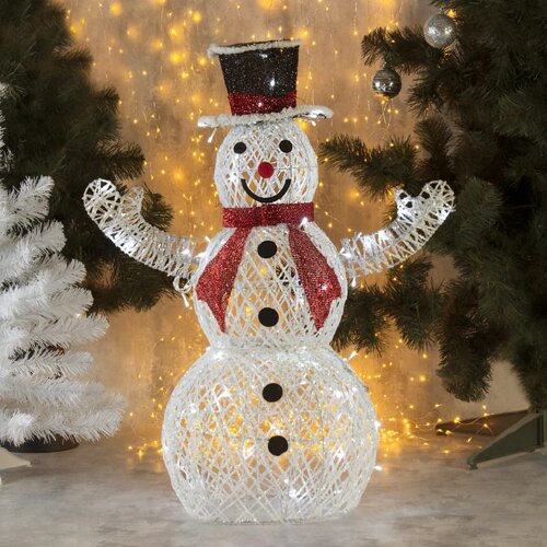 Фигура "Снеговик с красным шарфом" 80 см, 100 LED, 220V, БЕЛЫЙ