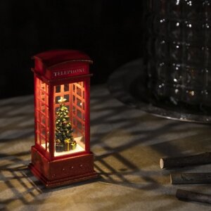 Фигура свет. Елка в телефонной будке", 12.5х5.3х5.3 см, 1 LED, 3хAG13, Т/БЕЛЫЙ
