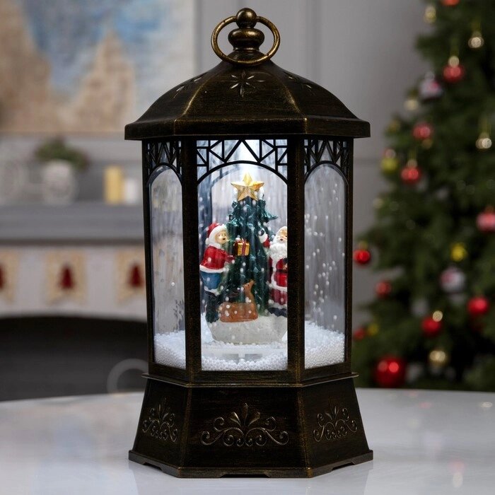 Фигура светодиодная фонарь "Дед Мороз и ёлка", 20х20х27 см, музыка, 5V, БЕЛЫЙ от компании Интернет-гипермаркет «MOLL» - фото 1