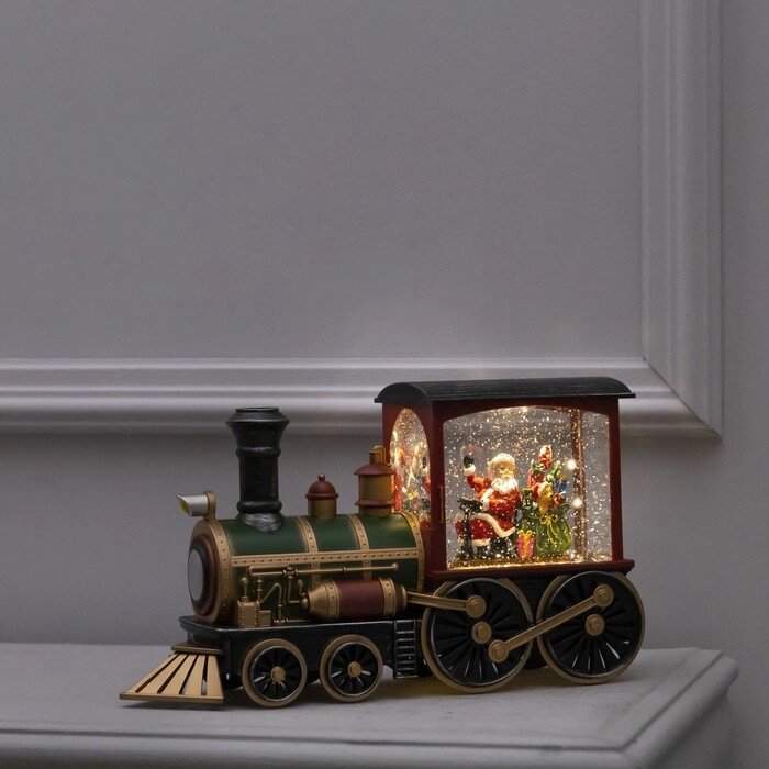 Фигура светодиодная паровоз "Дед Мороз с подарками", 30x18x10 см, USB, музыка, Т/БЕЛЫЙ от компании Интернет-гипермаркет «MOLL» - фото 1