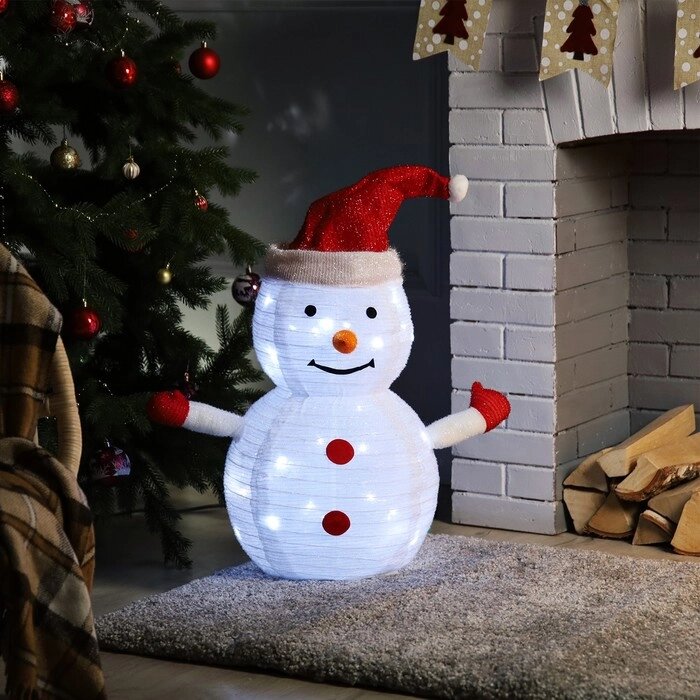 Фигура светодиодная "Снеговик в колпачке" 60 см, 40 LED, 220V, БЕЛЫЙ от компании Интернет-гипермаркет «MOLL» - фото 1