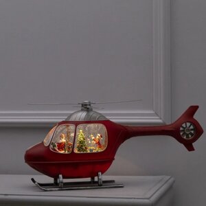 Фигура светодиодная вертолет "Дед Мороз и ребенок", см, USB, музыка, Т/БЕЛЫЙ