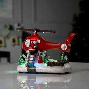 Фигура светодиодная "Вертолёт с подарками 2" 31.5x18x18 см, USB, AAx3, МУЛЬТИ
