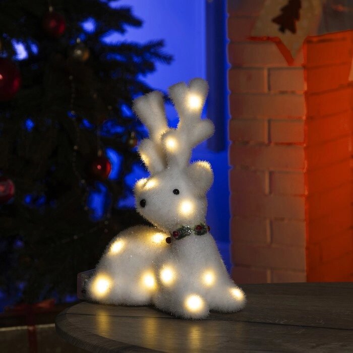 Фигура световая "Белый олень", 25 LED, 20х25х12 см, фиксинг, от батар. (не в компл) от компании Интернет-гипермаркет «MOLL» - фото 1