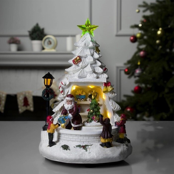 Фигура световая "Дети и Дед мороз" 23 см, 7 LED, USB, музыка , АА*3, динамика, Т/БЕЛЫЙ от компании Интернет-гипермаркет «MOLL» - фото 1