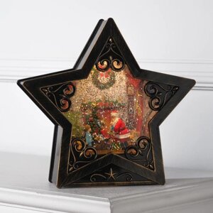 Фигура световая звезда "Дед Мороз с подарками", 26х7х26 см, USB, музыка, Т/БЕЛЫЙ