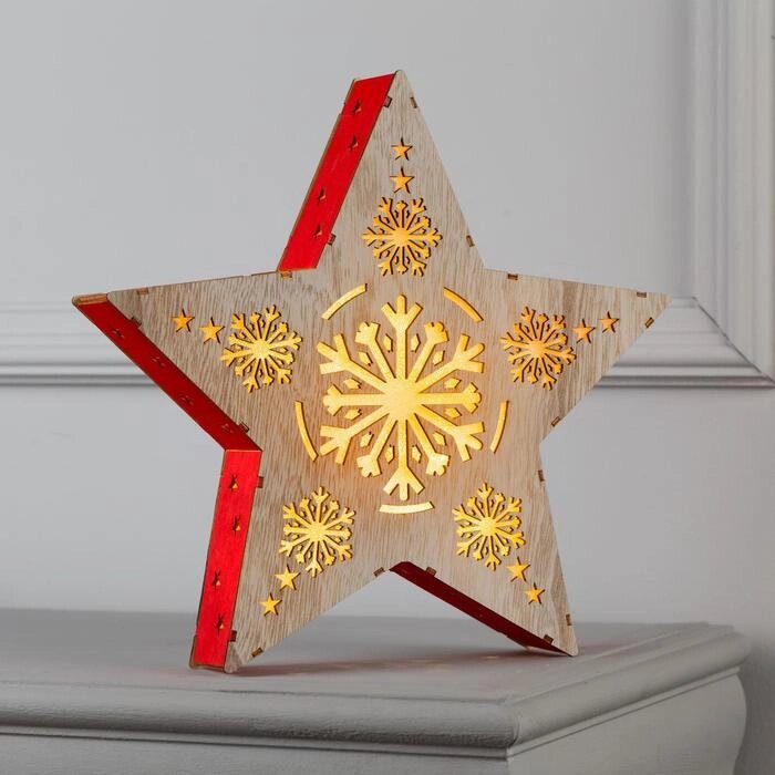 Фигура световая "Звезда и снежинки", 30х30х5, ААА*2, 6LED, Т/БЕЛЫЙ от компании Интернет-гипермаркет «MOLL» - фото 1
