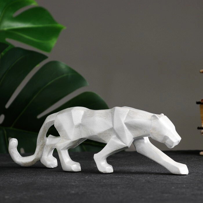 Фигура "Тигр полигональный" 25х8,5х4,5см белая от компании Интернет-гипермаркет «MOLL» - фото 1