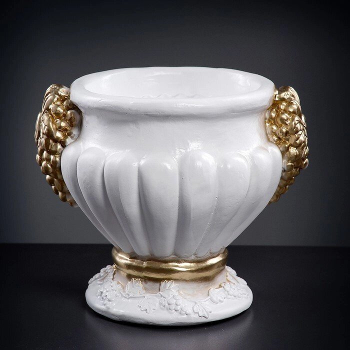 Фигурное кашпо "Чаша виноградная лоза" белое золото 29см от компании Интернет-гипермаркет «MOLL» - фото 1