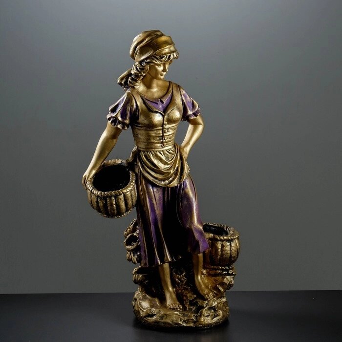 Фигурное кашпо "Девушка с двумя корзинами" бронза, цвет МИКС 90см от компании Интернет-гипермаркет «MOLL» - фото 1