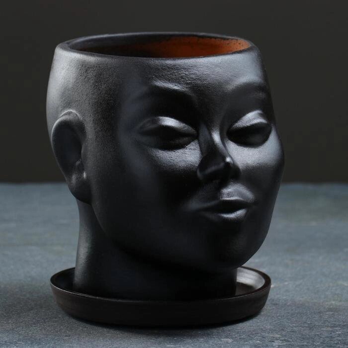 Фигурное кашпо "Голова", чёрное, 17х14х15см от компании Интернет-гипермаркет «MOLL» - фото 1