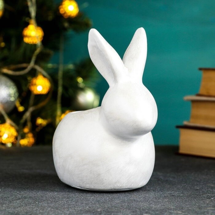 Фигурное кашпо "Кролик" белый перламутр, 16х15,5см от компании Интернет-гипермаркет «MOLL» - фото 1