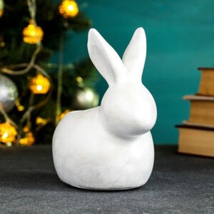 Фигурное кашпо "Кролик" белый перламутр, 16х15,5см