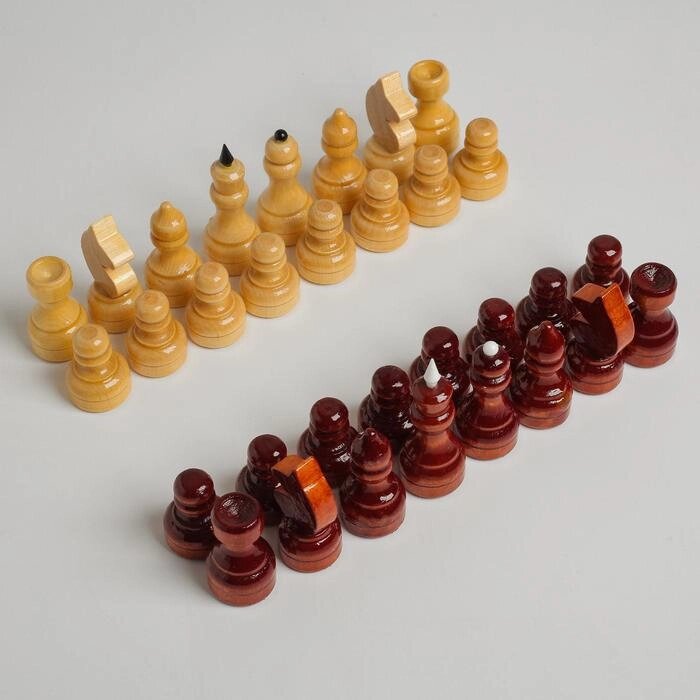 Фигуры шахматные обиходные, дерево, h=3.5-6.7 см, d=2.2-2,5 см от компании Интернет-гипермаркет «MOLL» - фото 1