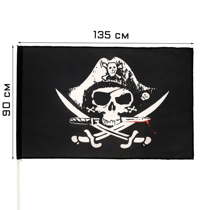 Флаг Пиратский, 90 х 135 см, полиэфирный шелк, без древка от компании Интернет-гипермаркет «MOLL» - фото 1