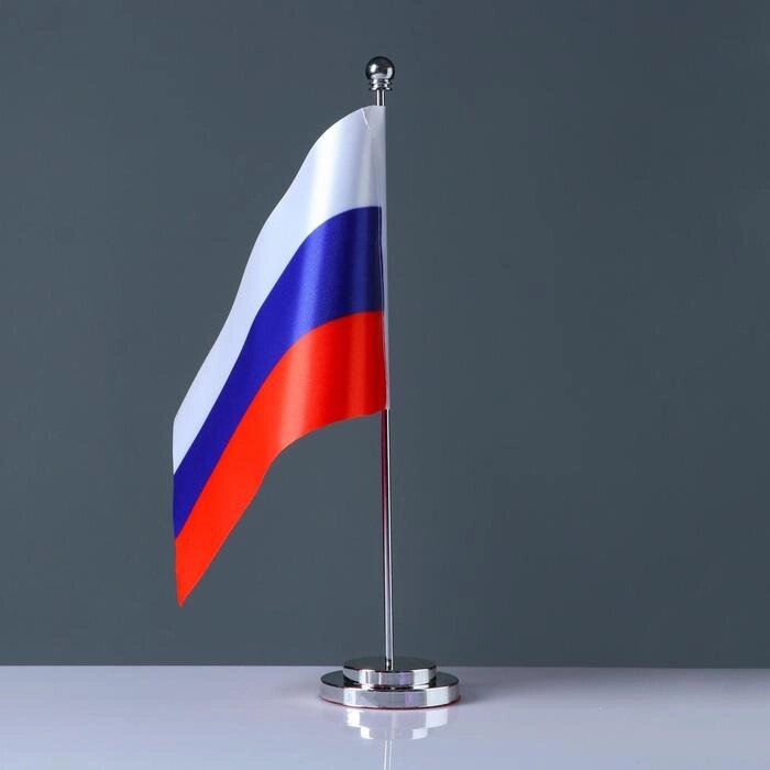 Флаг России настольный "Конференция" набор, 15х22 см, h штока=33 см от компании Интернет-гипермаркет «MOLL» - фото 1