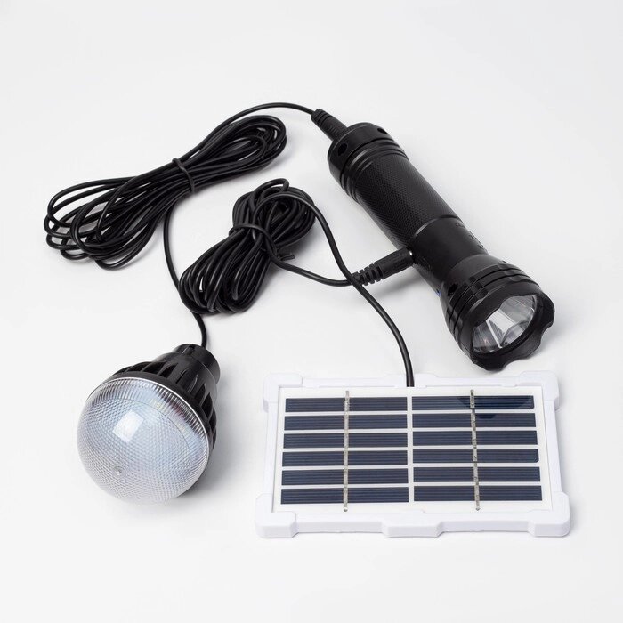 Фонарь ручной аккумуляторный 3 Вт, 1000 мАч, с солнечной панелью 1.2 Вт, 6 В и лампочкой от компании Интернет-гипермаркет «MOLL» - фото 1