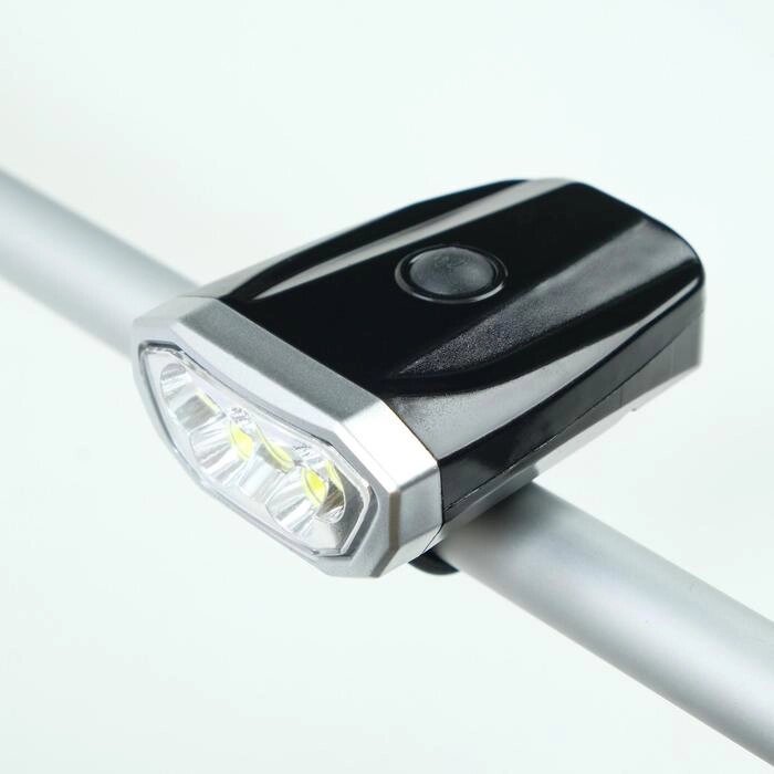 Фонарь велосипедный аккумуляторный 1 Вт, 600 мАч, 1+5 led, зарядка USB, 4 режима от компании Интернет-гипермаркет «MOLL» - фото 1