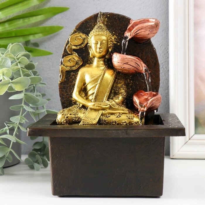 Фонтан настольный от сети "Будда медитирует у фонтана" 13х13х20 см от компании Интернет-гипермаркет «MOLL» - фото 1