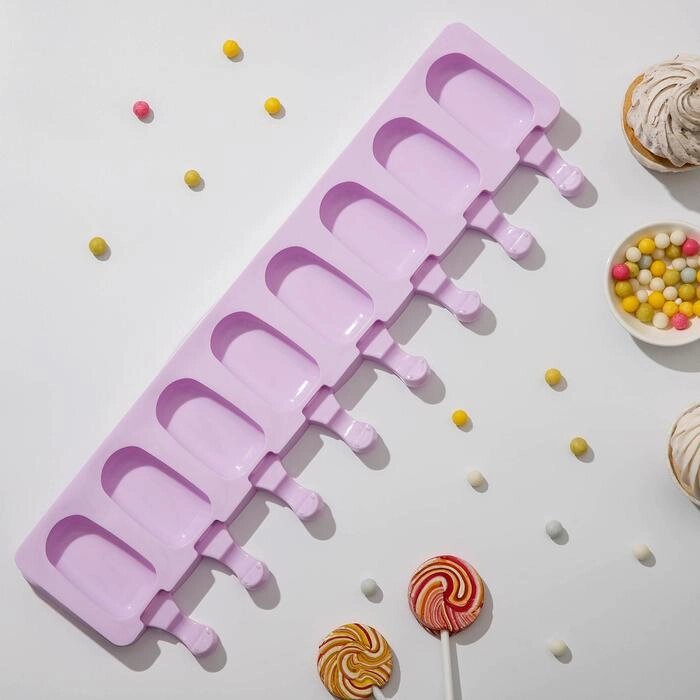 Форма для мороженого Доляна "Эскимо", 4212,5 см, 8 ячеек (6,83,8 см), цвет МИКС от компании Интернет-гипермаркет «MOLL» - фото 1