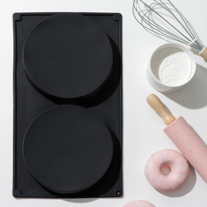 Форма для выпечки "Бискотто", 2 ячейки, 34,5203 см, d=16 см, цвет чёрный от компании Интернет-гипермаркет «MOLL» - фото 1