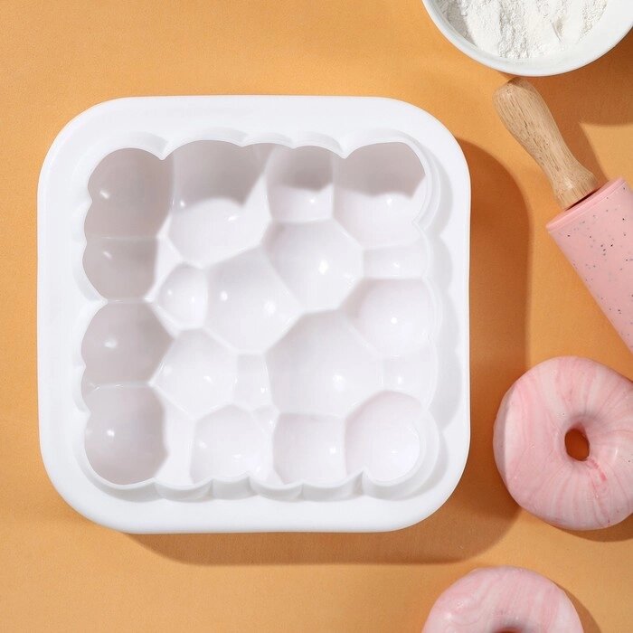 Форма для выпечки и муссовых десертов 20х5,5 см "Воздушные пузыри", цвет белый от компании Интернет-гипермаркет «MOLL» - фото 1