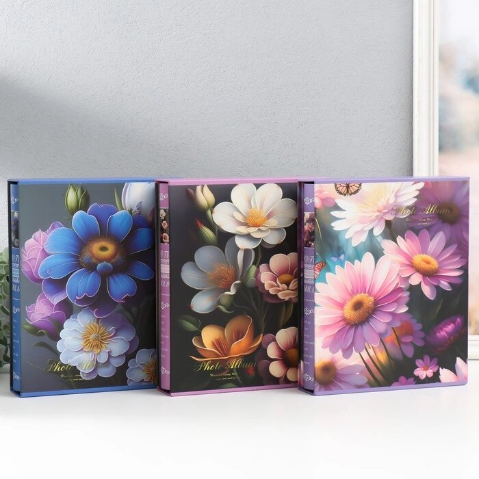 Фотоальбом на 200 фото 10х15 см "Крупные цветы" в коробке МИКС 25,8х21х5 см от компании Интернет-гипермаркет «MOLL» - фото 1