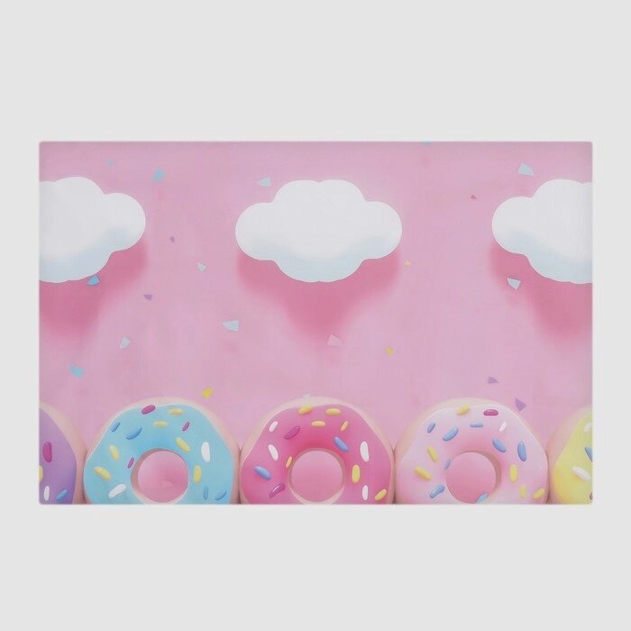 Фотофон винил "Пончики и облака на розовом" 120х80 см от компании Интернет-гипермаркет «MOLL» - фото 1